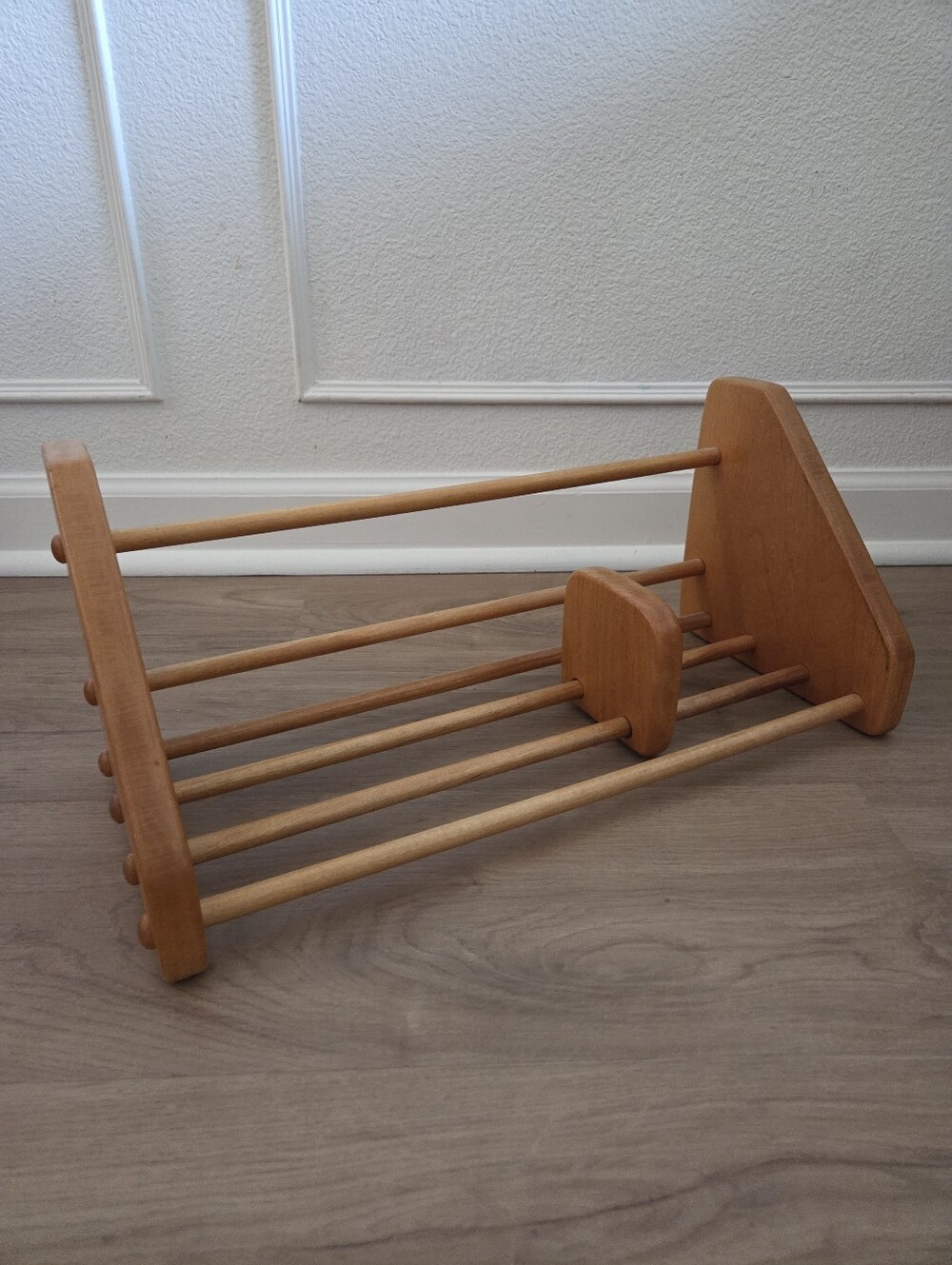 Vtg Mid Century Modern Wood Expandable Sliding Tabletop Bookshelf Book Rac Decor - Picture 4 of 8